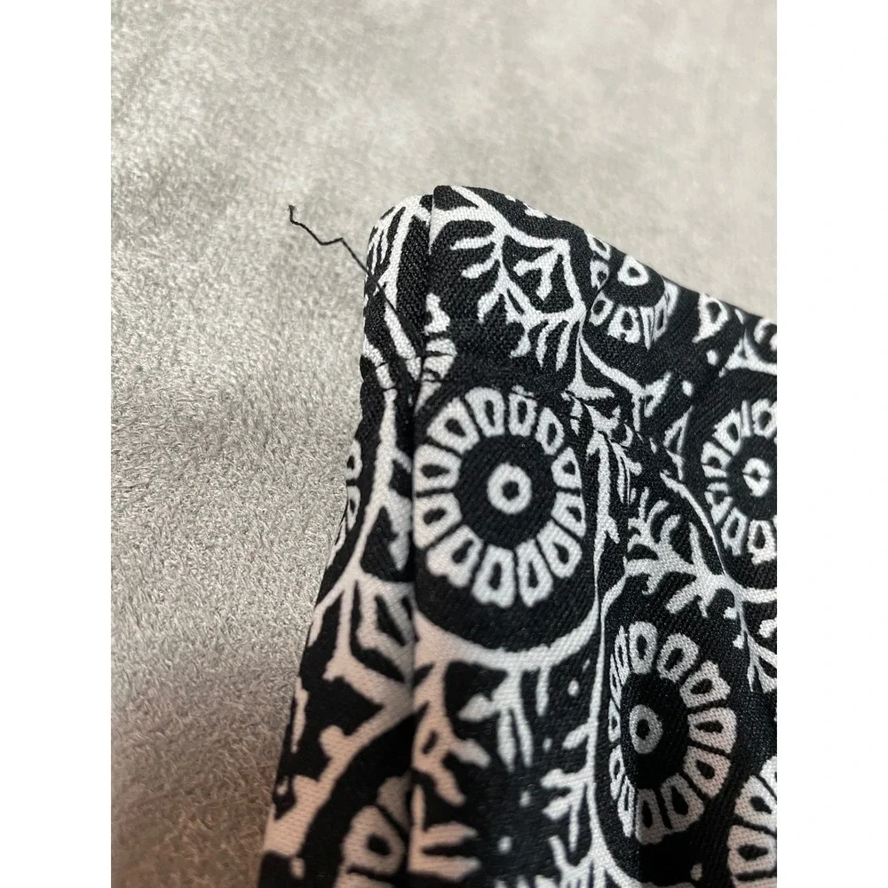NY Collection Skirt Women PXL Black White Handkerchief Hem Paisley Boho